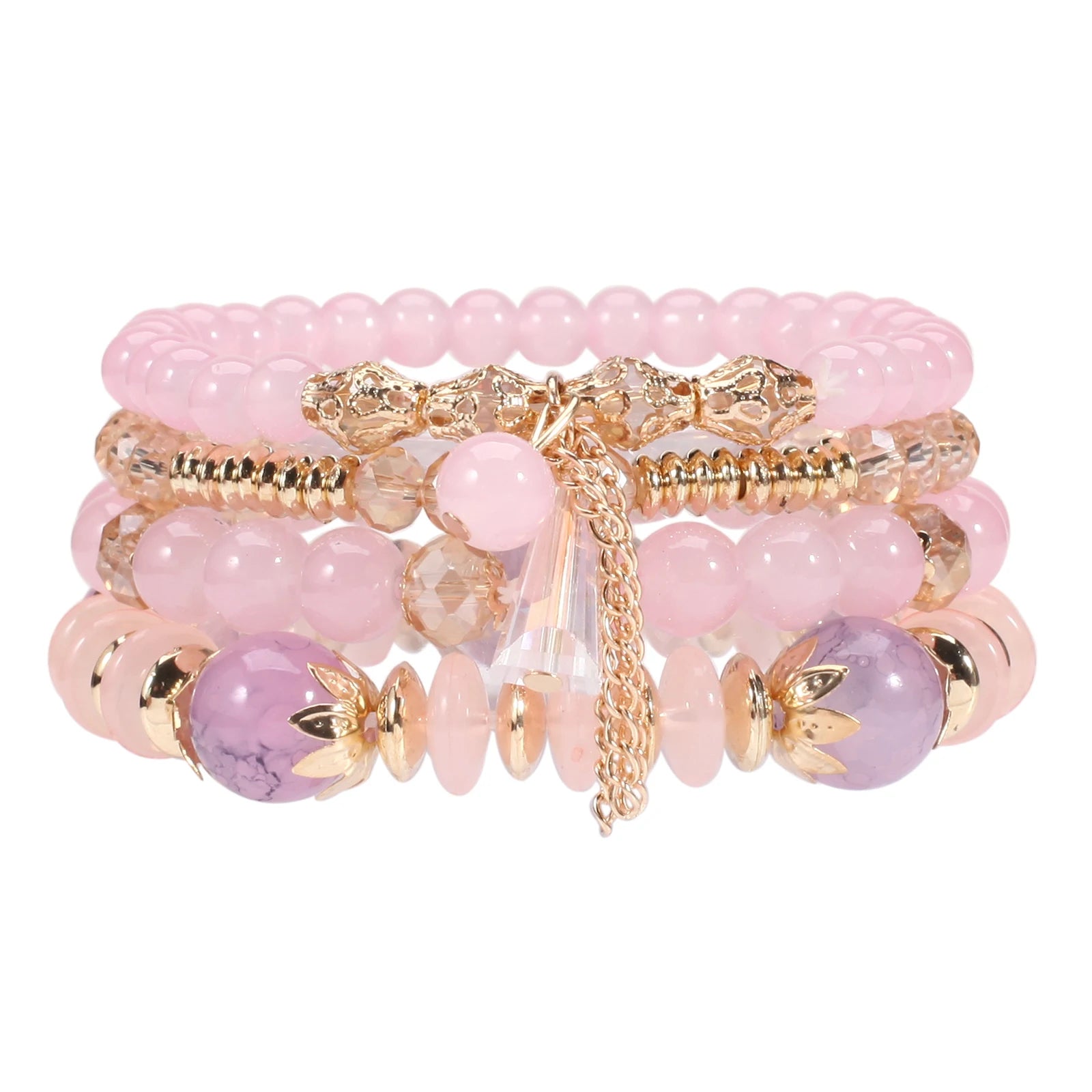 Braccialetti bohémien con perline impilabili per donna Braccialetti elasticizzati con ciondolo a forma di braccialetto multistrato
