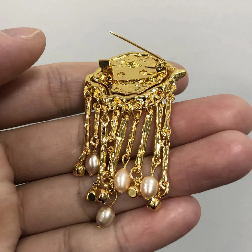 Donne Vintage occhi di Demon spilla spille esagerato stile alla moda imitato perla ragazze occhi malvagi delicati nappe distintivo gioielli