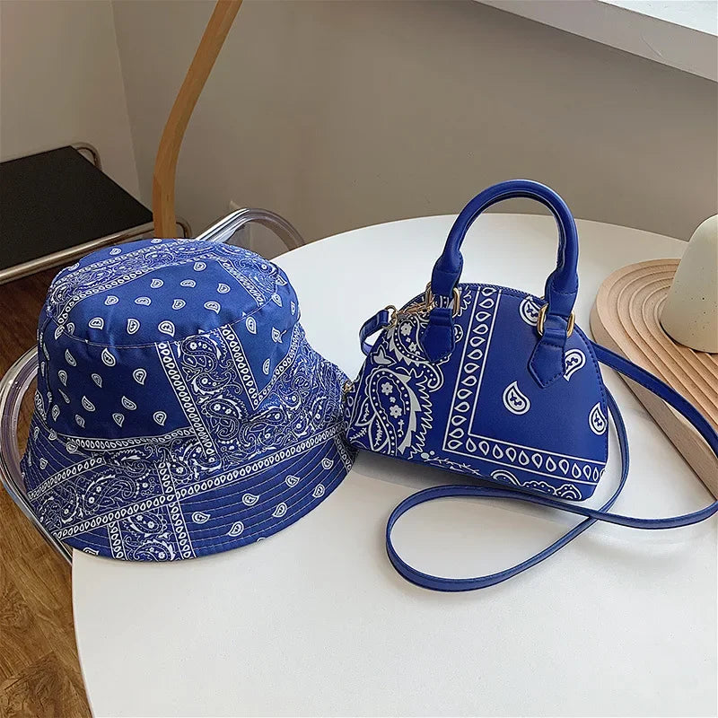 Borsa a conchiglia da donna in pelle PU retrò borsa a tracolla da donna con tracolla a fiori di anacardi estivi Set femminile borse a mano con manico piccolo