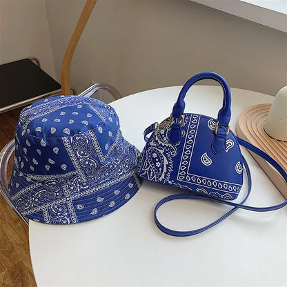 Borsa a conchiglia da donna in pelle PU retrò borsa a tracolla da donna con tracolla a fiori di anacardi estivi Set femminile borse a mano con manico piccolo