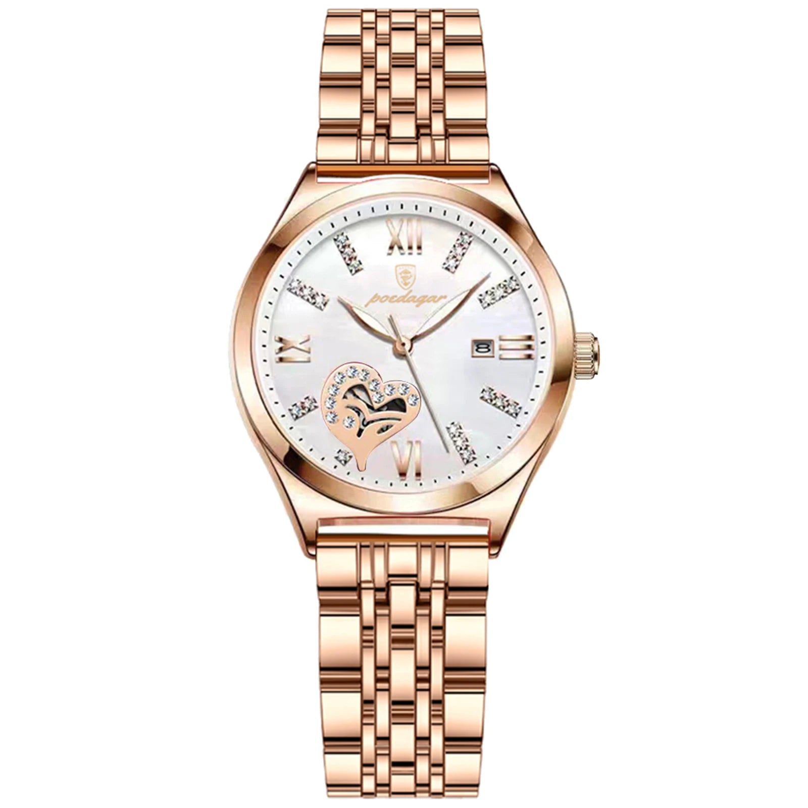 Orologi di lusso POEDAGAR per donna, impermeabili, luminosi, con datario, in acciaio inossidabile, casual, orologio da polso al quarzo da donna.