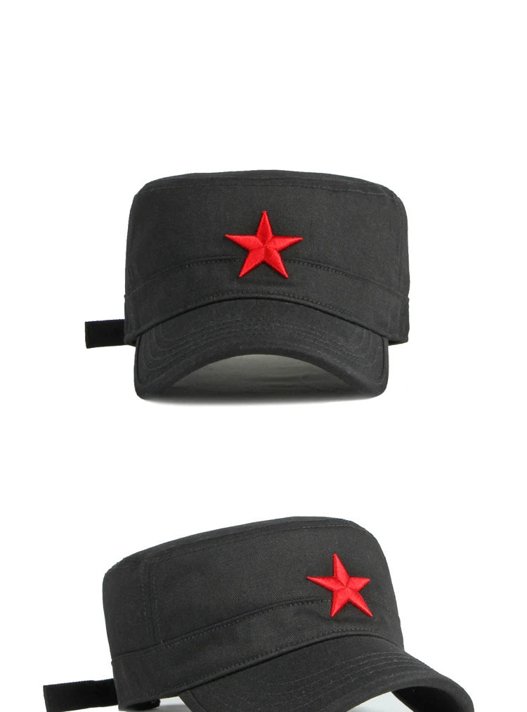 Estate Autunno Uomo Donna Esercito Berretto militare Cappello da baseball piatto Berretto con visiera in cotone con stella rossa ricamata in 3D per protezione solare esterna