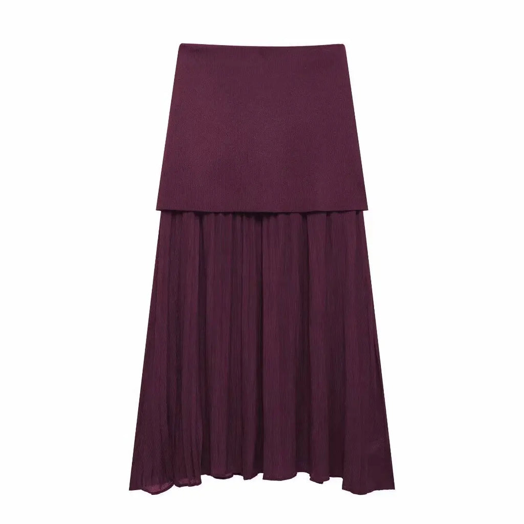 HH Set di gonne lavorate a maglia eleganti femminili 2024 Scollo a V con bottoni Canottiera + Gonna a pieghe patchwork a-line Abito solido alla moda