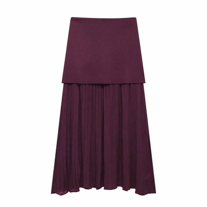 HH Set di gonne lavorate a maglia eleganti femminili 2024 Scollo a V con bottoni Canottiera + Gonna a pieghe patchwork a-line Abito solido alla moda