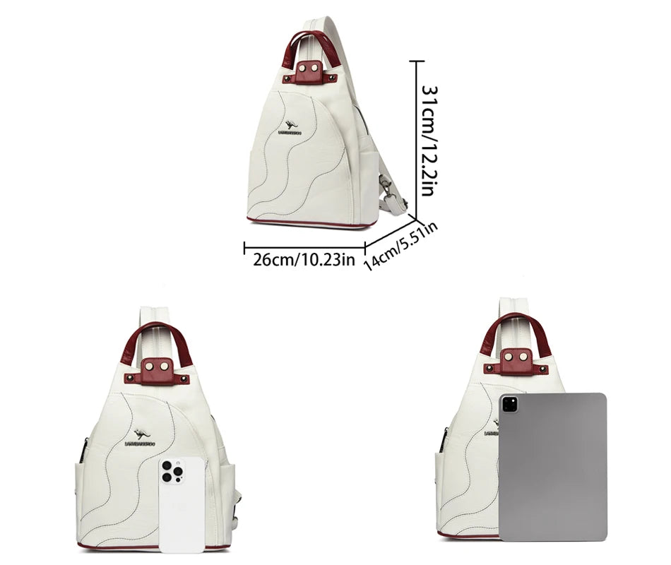 Zaini in pelle da donna Borsa da petto femminile con cerniera Zaino da viaggio Zaino da donna Mochilas Borse da scuola per ragazze adolescenti Sac A Dos