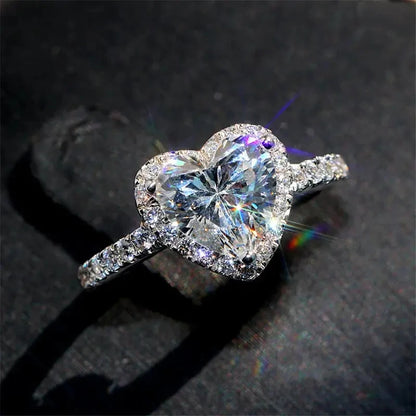 Anello con zircone d'amore semplice e alla moda per anello di fidanzamento per matrimonio da donna, regalo squisito per festival