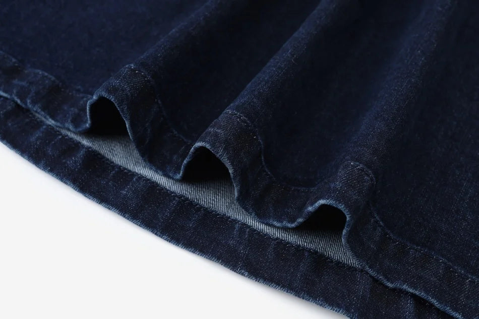 (Spedizione in 1 giorno) Collezione AW26 Denim Varsity, felpa in denim blu navy con ricami, tessuto per l'abbigliamento da giorno, abbigliamento per fratelli e sorelle