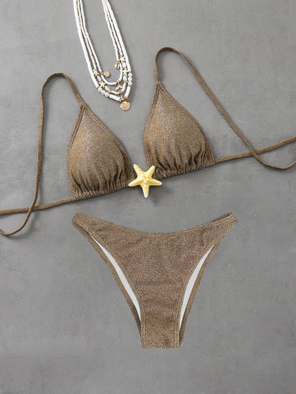 Sommer neuer Schnür-Seestern-Accessoires-Bikini, sexy Strand-Split-Badeanzug