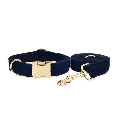 Set di collare e guinzaglio per cani in velluto a coste blu violaceo, con targhetta personalizzata incisa, accessori per animali domestici, guinzaglio per cani in velluto a coste17