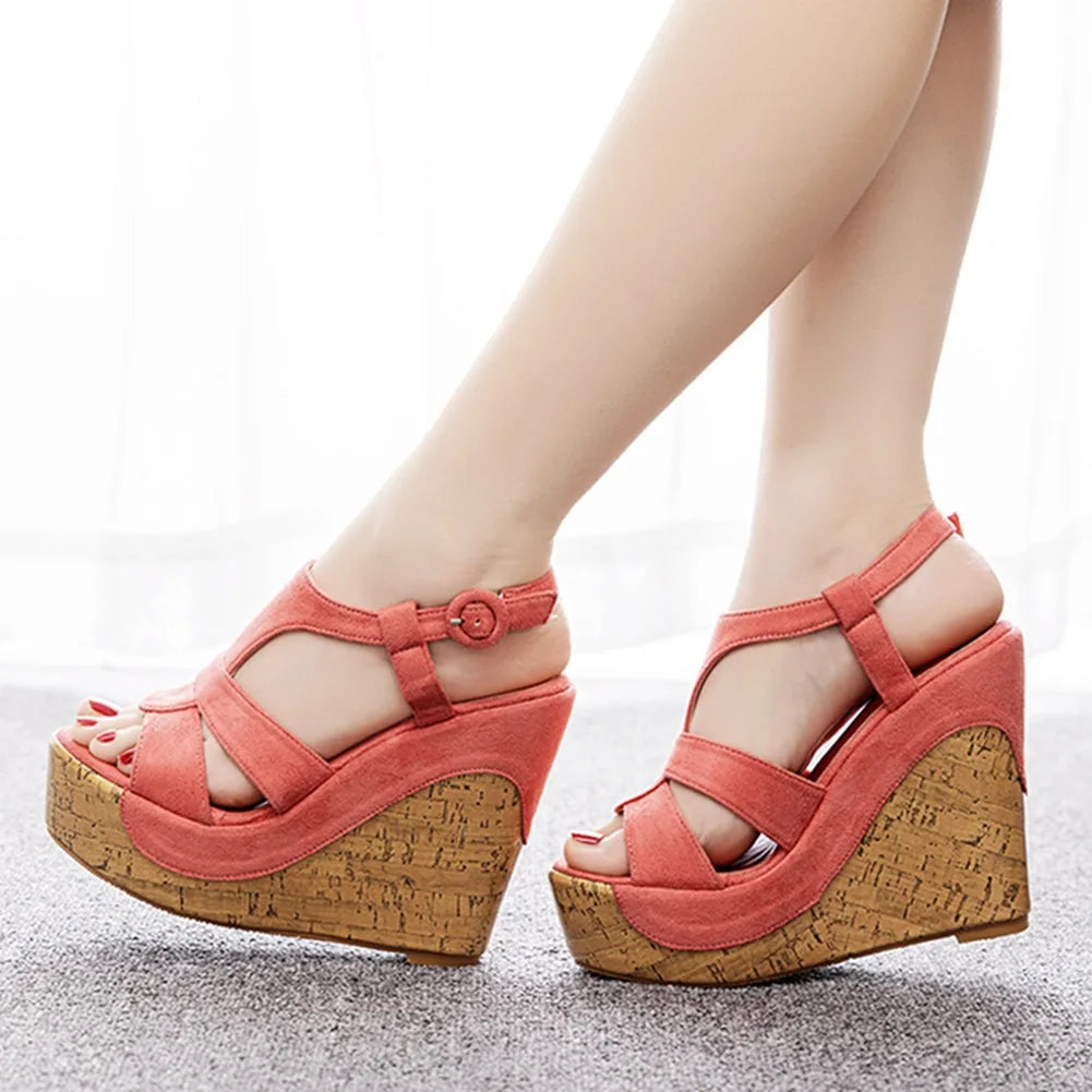 Sandali con plateau Summer Fashion Women Bohemia Style tacco alto bocca di pesce Peep Toe zeppe scarpe per le donne Sandalias De Mujer