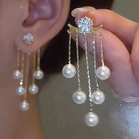 925 Ago D'argento Coreano Moda Perla Nappa Orecchini Per Le Donne Gioielli 2024 di Tendenza delle Nuove Donne di Lusso Zircone Orecchini di Perle