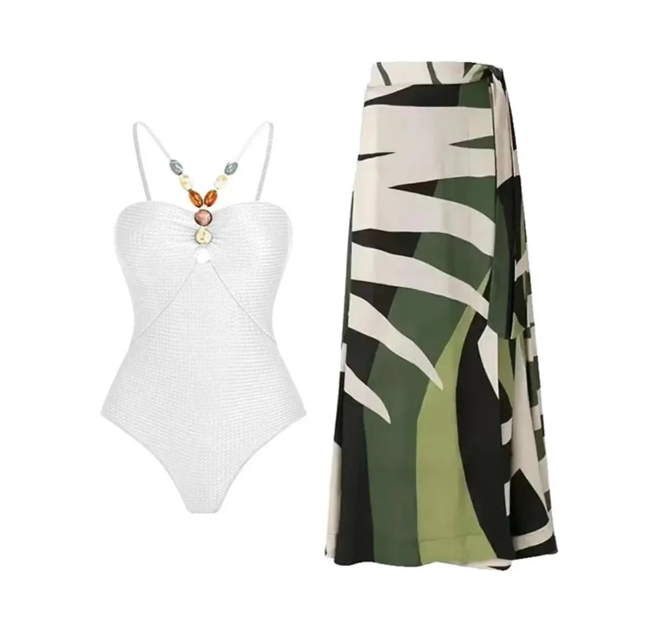 Printed One-Piece Bikini Set Women's Beachwear Tummy Covering Slimming Southeast Asian Sun Protection Style