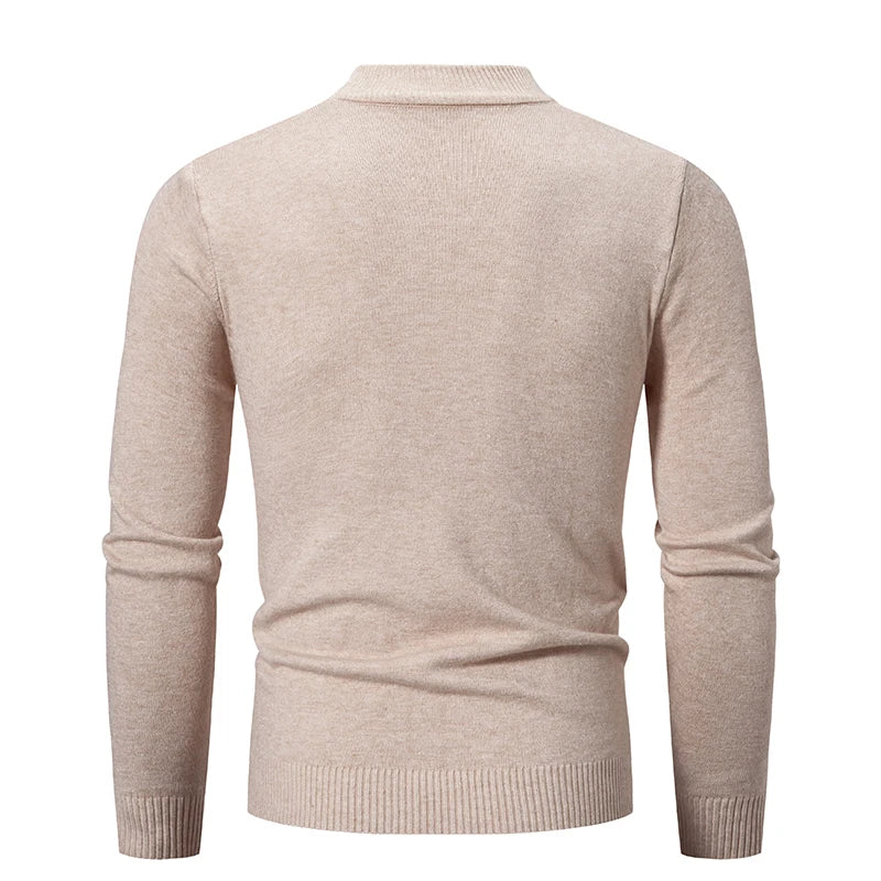 Autunno nuovo maglione da uomo mezzo collo alto basic tinta unita casual versatile girocollo lavorato a maglia con maglione elastico slim fit all'interno
