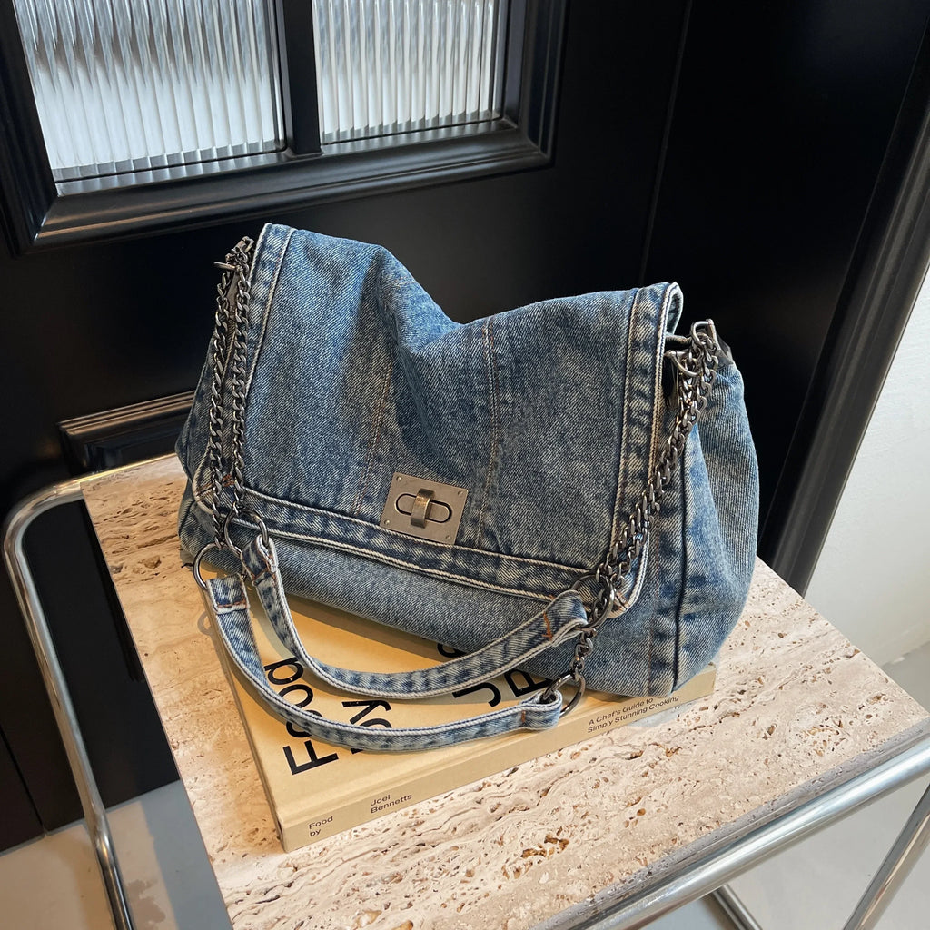 Borsa in denim da donna 2025 Borse a tracolla casual di nuova moda Borsa tote di grande capacità Borse a tracolla per pendolari di classe per donna bolsa sac