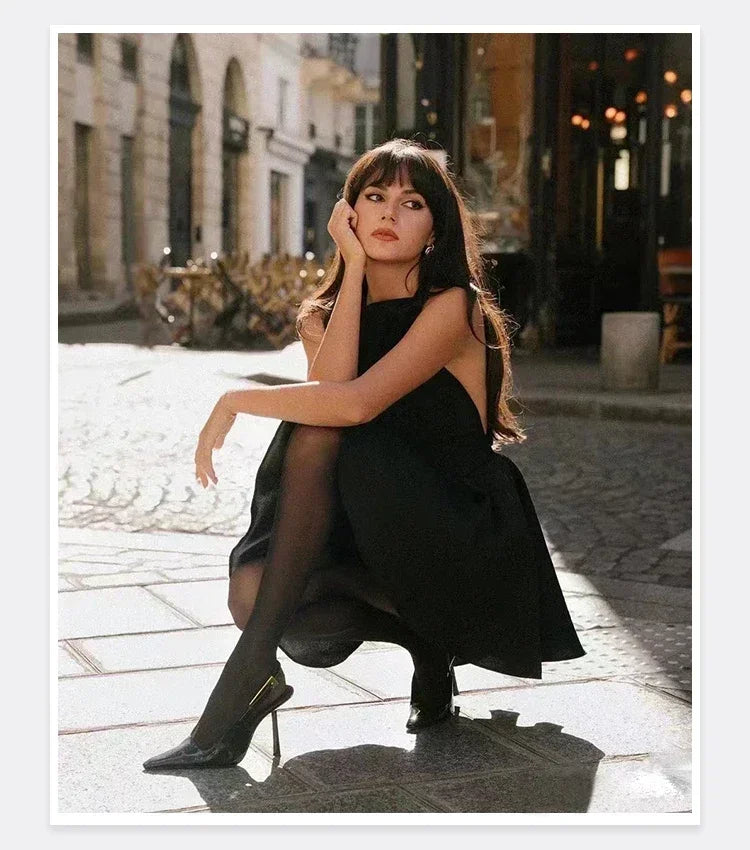 New Autumn 2024 Square Toe Slim Heel Retro Toe Women's Shoes with Patent Leather High-heeled Sandals