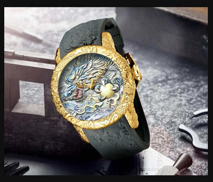 BIDEN impermeabile sport uomo orologi Dragon Design orologio al quarzo per uomo cinturino in Silicone orologio da polso orologio maschile Relogio Masculino