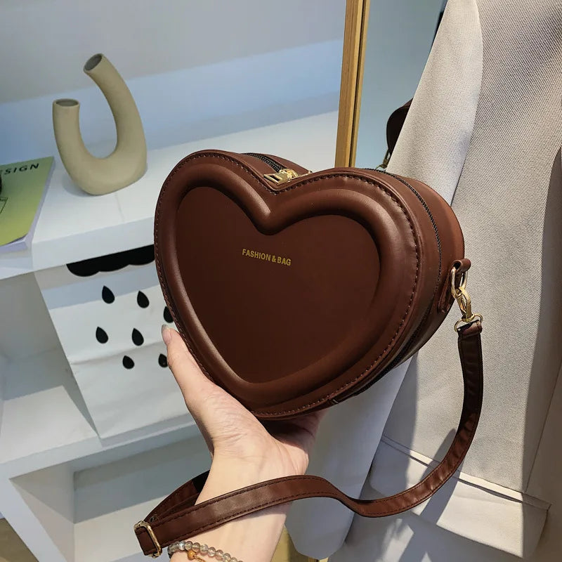 Borse a tracolla a forma di cuore di vendita calda per le borse a tracolla in pelle PU solida da donna