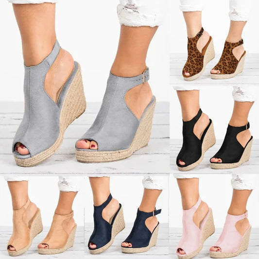Sandalen mit Absatz für Damen Sommer 2025 Espadrille Sandalen für Damen Bequeme Schnallenschuhe mit Plateau für Damen Neue Sandalen mit Absatz