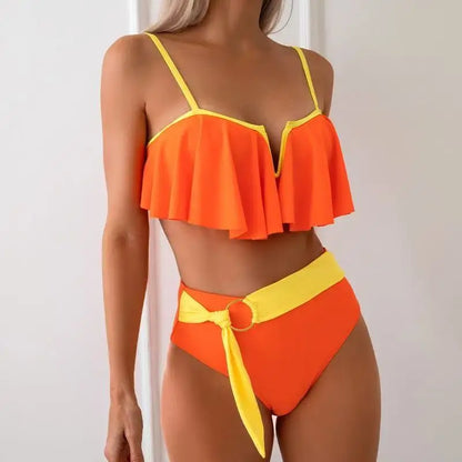 2026 Nouveau Ensemble Bikini Brésilien Sexy Maillot de Bain Volanté Femme Push Up Maillot de Bain Taille Haute Imprimé Floral Biquini Femme