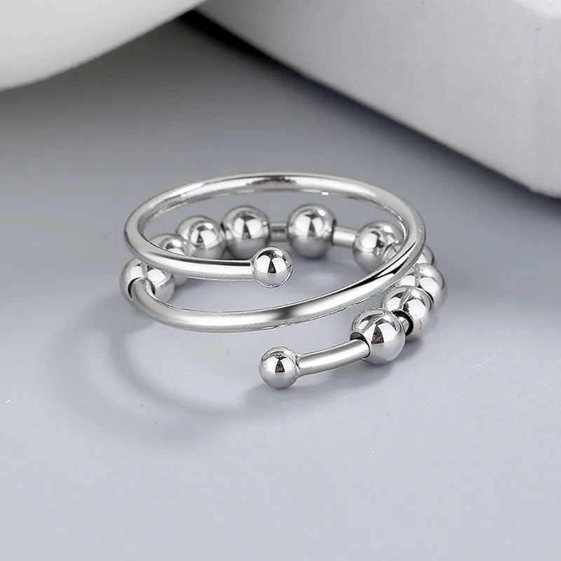 Anelli di ansia punk per donna uomo spirale Fidget perline anello gioielli di tendenza piacevole ruota liberamente anello in acciaio inossidabile antistress regalo
