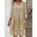 Abiti estivi di moda 2024 Estate Nuovo modello 3D Splicing in pizzo Scavato Abito longuette Casual Abiti a maniche corte Lady Vestido