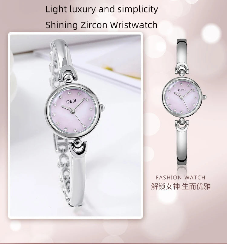 UTHAI W34 Orologio da polso da donna Luce di lusso Semplice squisito quadrante rotondo Orologio impermeabile Lady Fashion Orologi al quarzo coreani