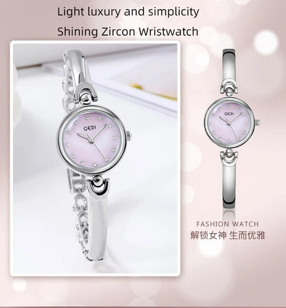 UTHAI W34 Orologio da polso da donna Luce di lusso Semplice squisito quadrante rotondo Orologio impermeabile Lady Fashion Orologi al quarzo coreani
