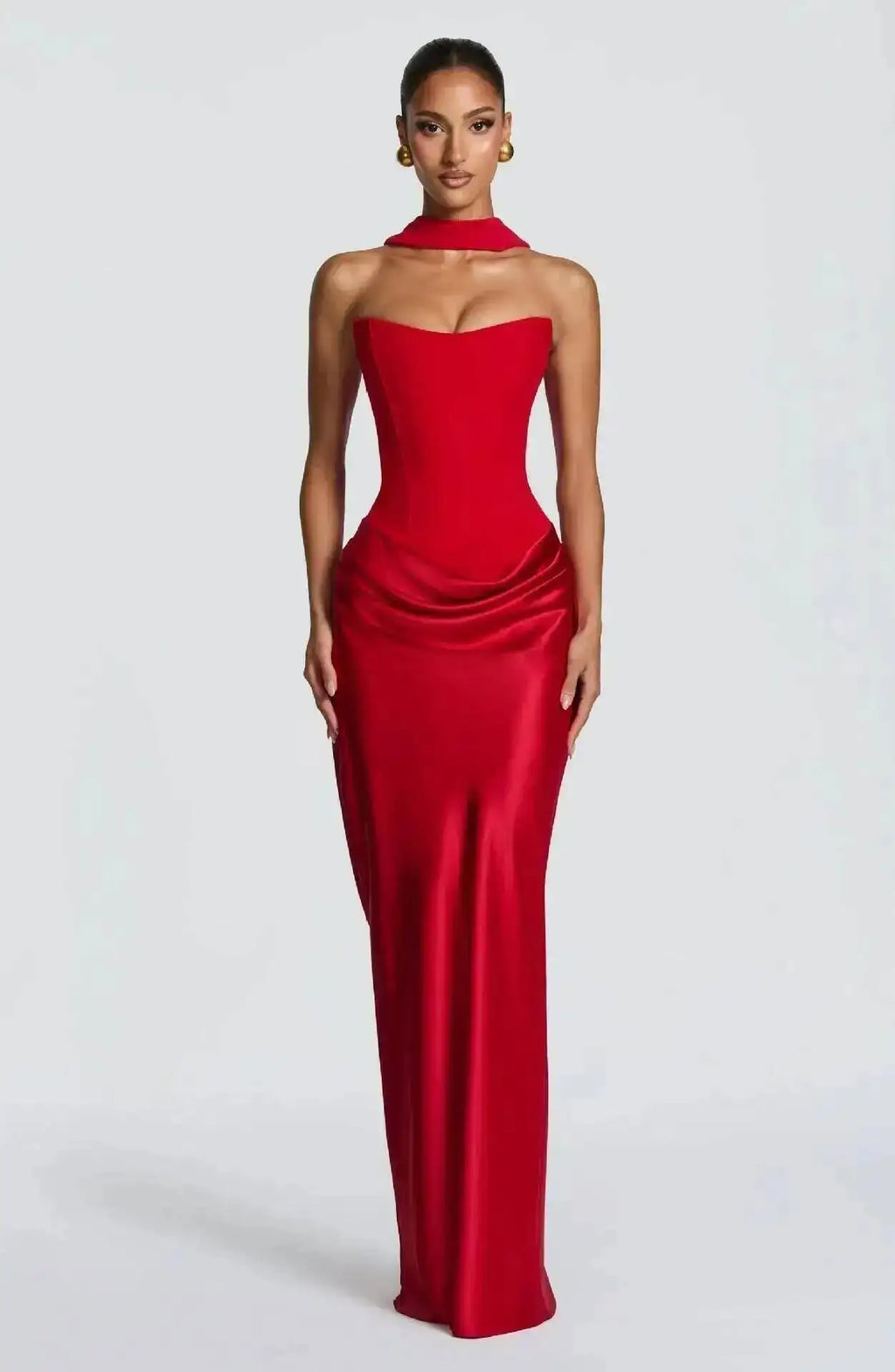 Giyu Sexy Satin Evening Club Abiti da festa Donna 2025 Estate senza spalline con spalle scoperte Lisca di pesce increspato Maxi abito lungo Abito elegante