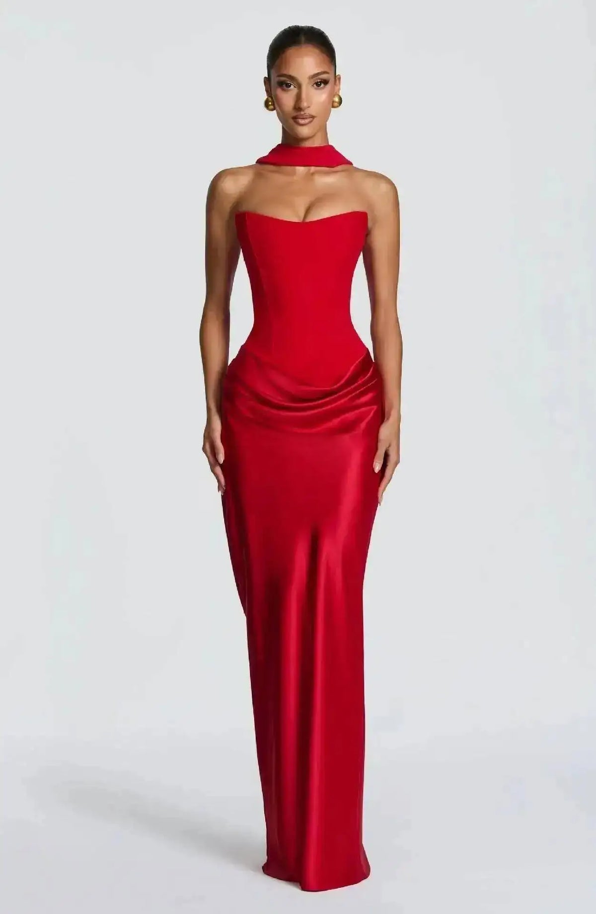 Giyu Sexy Satin Evening Club Abiti da festa Donna 2025 Estate senza spalline con spalle scoperte Lisca di pesce increspato Maxi abito lungo Abito elegante