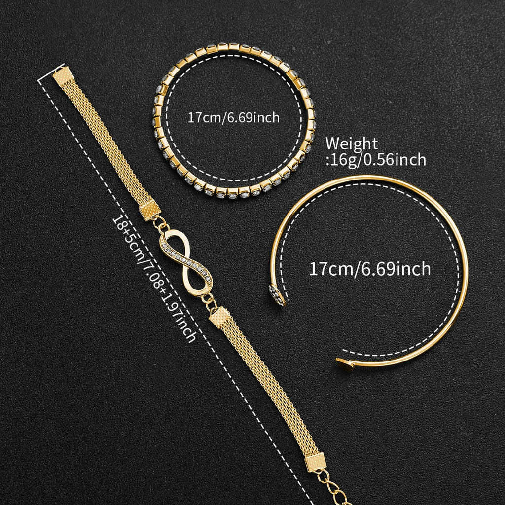 4 pezzi/set moda quadrante arabo orologi da donna orologio da polso al quarzo da donna braccialetti con strass set Reloj Mujer (senza scatola)
