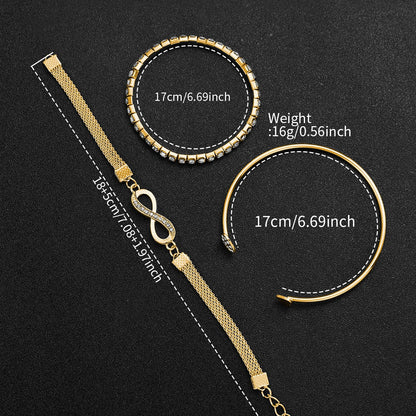 4 pezzi/set moda quadrante arabo orologi da donna orologio da polso al quarzo da donna braccialetti con strass set Reloj Mujer (senza scatola)
