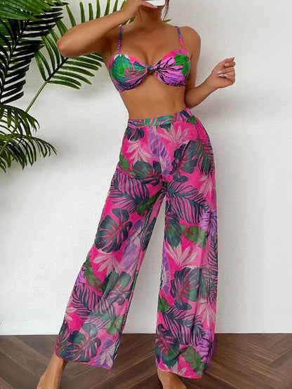 Bikini a 3 Pezzi 2026 Costume da Bagno Stampato Sexy per Donna con Pantaloncini da Spiaggia