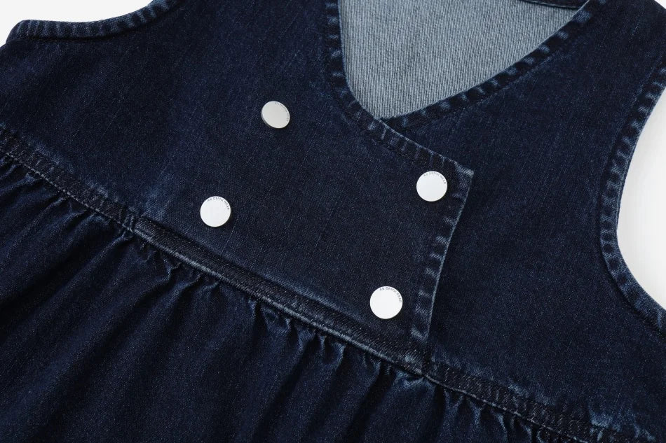 (Spedizione in 1 giorno) Collezione AW26 Denim Varsity, felpa in denim blu navy con ricami, tessuto per l'abbigliamento da giorno, abbigliamento per fratelli e sorelle