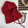 Cappello invernale caldo in maglia da donna, cappuccio tinta unita, berretto monopezzo con collo, cappello da esterno in cashmere