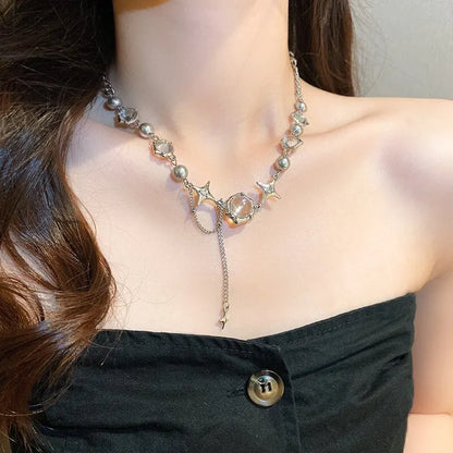 Collana girocollo donna Thorn Desin collana fata vetro opale collana catena clavicola elegante girocollo festa Color argento