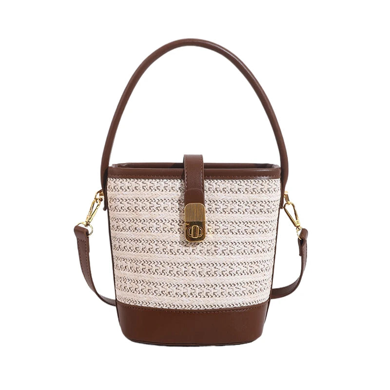 Tendenze moda donna borsa a secchiello di paglia donna estate borse a tracolla tessute a mano borsa per la spesa da donna nuove borse da spiaggia borse