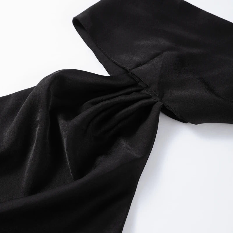 Abito Lungo Sexy Senza Maniche con Nastro, Elegante Vestito da Donna Slim in Raso con Schiena Scoperta e Lacci, Abito da Festa alla Moda 2026, Tinta Unita, per Vacanze, da Donna