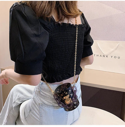 Borsa rossa con bocca in metallo moda per donna borse a tracolla in oro di alta qualità Designer borsa a tracolla scavata borsa da pranzo carina