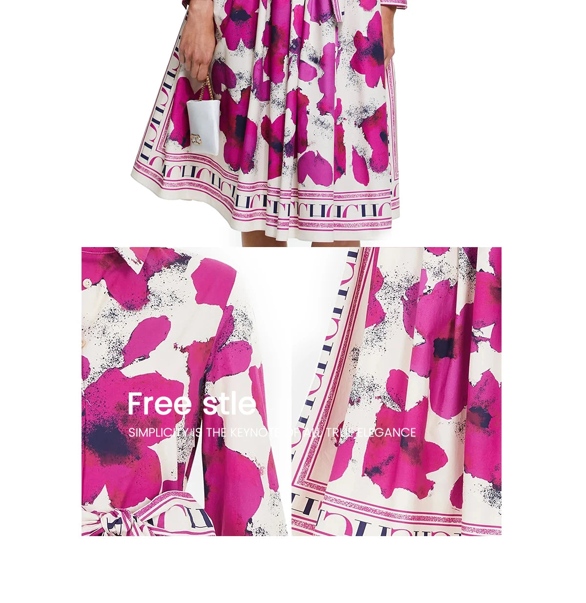 CHCH Abito lungo da donna con stampa vintage Elegante maniche lunghe Abiti slim con spacco alto 2024 Abiti New Lady Vocation