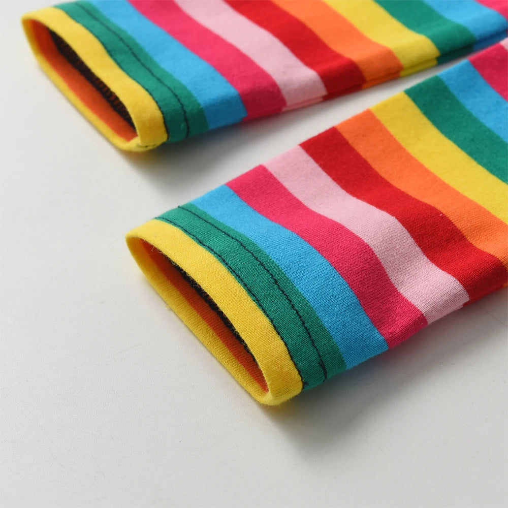 DXTON Abiti giornalieri per bambini Abbigliamento casual per bambini in cotone Arcobaleno Manica lunga Abito per bambini Farfalla Vacanza Vestito per ragazze