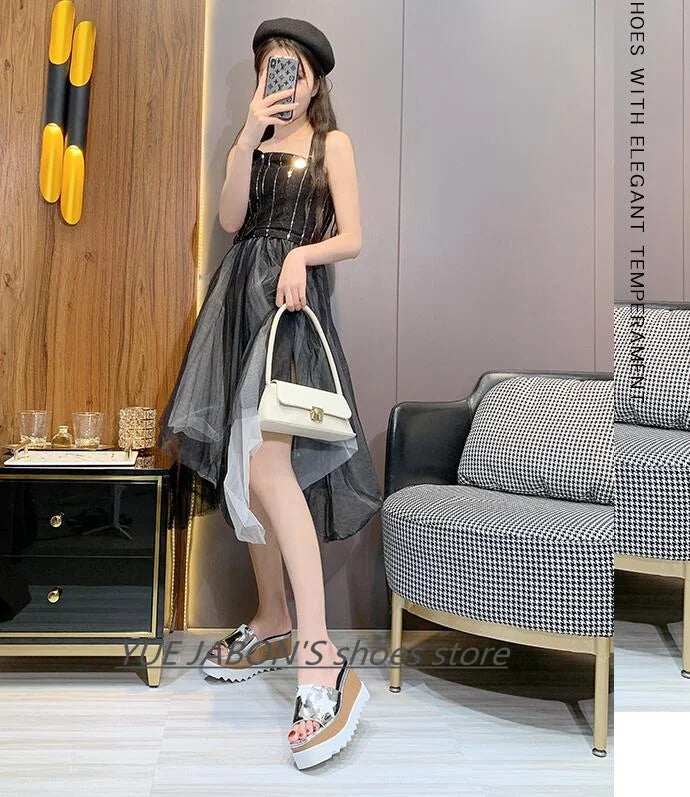 Genuine Leather Buckle Strap Sandals Breathable Sneakers Stars women summer rivets shoes Korean Style Platform Casual Shoes