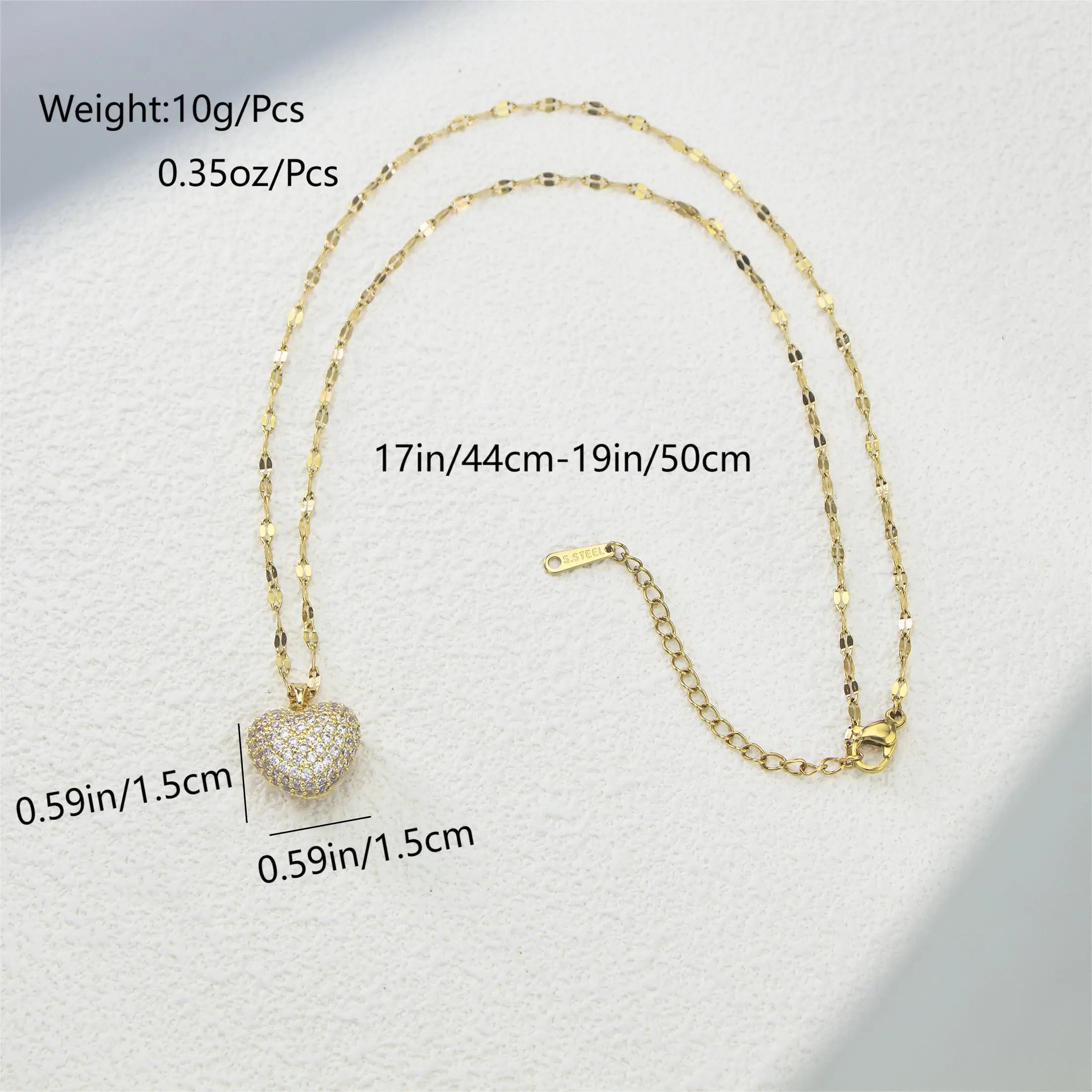 Set con ciondolo a forma di cuore con zirconi, temperamento femminile, collana in acciaio inossidabile placcato oro, regali di gioielli per feste di nozze