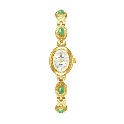 Orologio da donna elegante Bracciale in giada Orologio piccolo Orologi al quarzo moda Orologio da polso dorato di lusso Regali per le donne Marchio originale