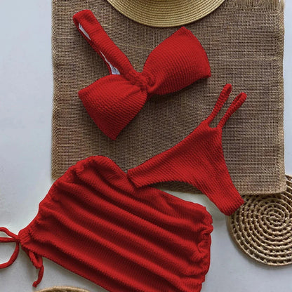 Sexy One-Shoulder-Bikini-Set für Damen mit Cut-Outs, hoher Taille, rückenfreier Badeanzug mit herausnehmbaren Polstern, Sommerstrandmode