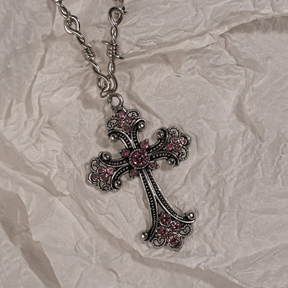 Y2K Sweet Cool Girl Collana con ciondolo croce creativa personalizzata con amore, adatta per l'uso quotidiano