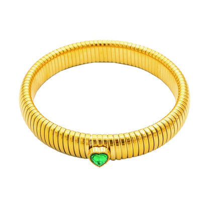 Bracciale in metallo spesso con elasticità retrò impermeabile in acciaio inossidabile placcato oro 18 carati tendenza moda gioielli unisex uomo donna