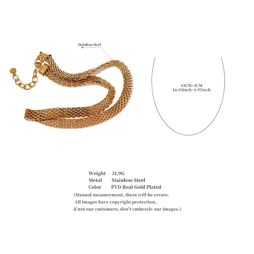Yhpup Collana a collo largo con catena cubana in metallo impermeabile in acciaio inossidabile Colore oro argento Regalo di gioielli con texture alla moda