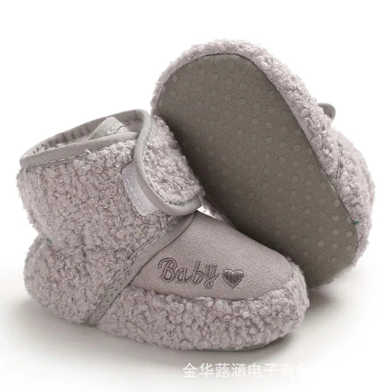 Scarpe da Passeggio per Neonati 0-1 Anno, Scarpe in Cotone con Suola Morbida e Chiusura a Velcro, Calde e Spesse, Stivali Invernali da Neve, Calzature per Neonati