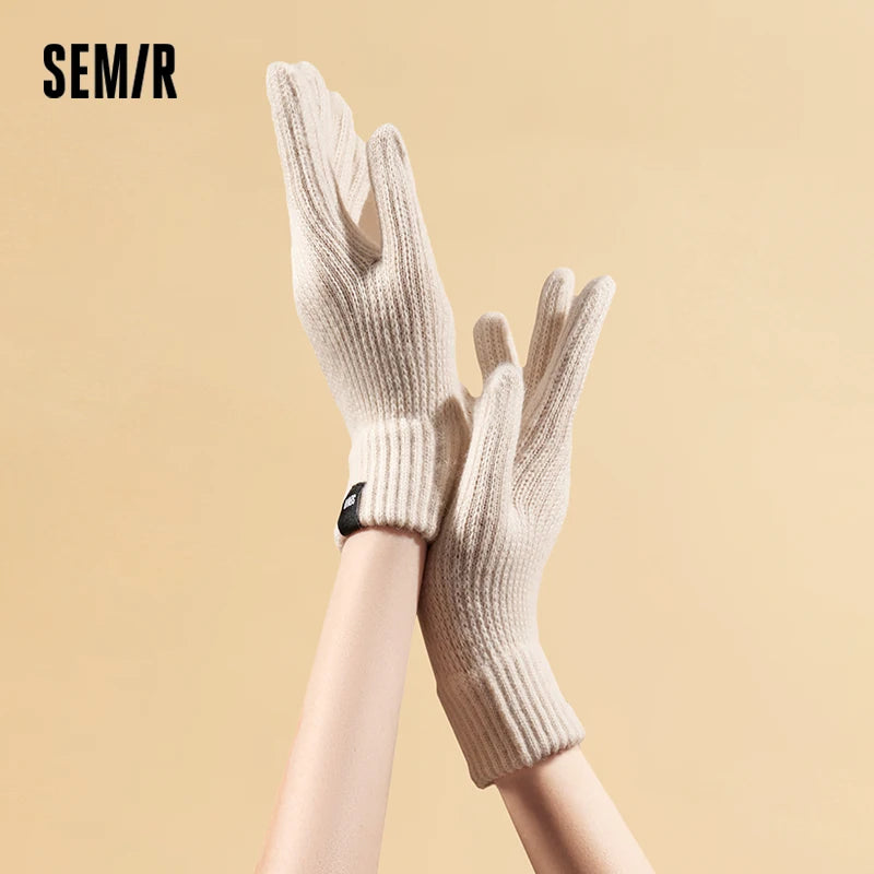 Guanti touchscreen Semir in maglia da uomo inverno 2025 abbigliamento a mano caldo morbido pile elastico confortevole ciclismo coppia casual