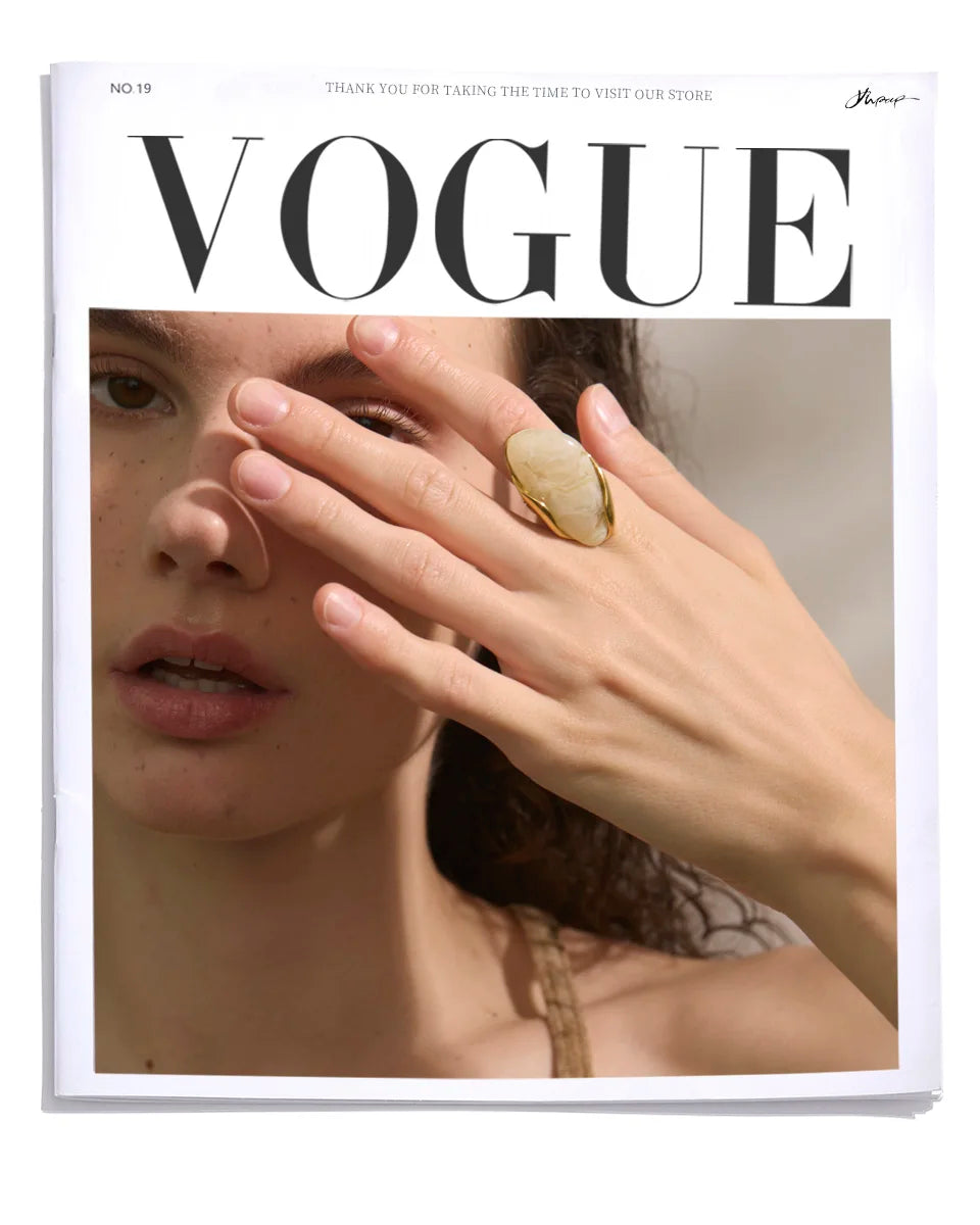 Yhpup Nuovo design Marrone Verde Beige Resina Anello geometrico regolabile PVD dorato Acciaio inossidabile Regalo di gioielli con dita antiruggine